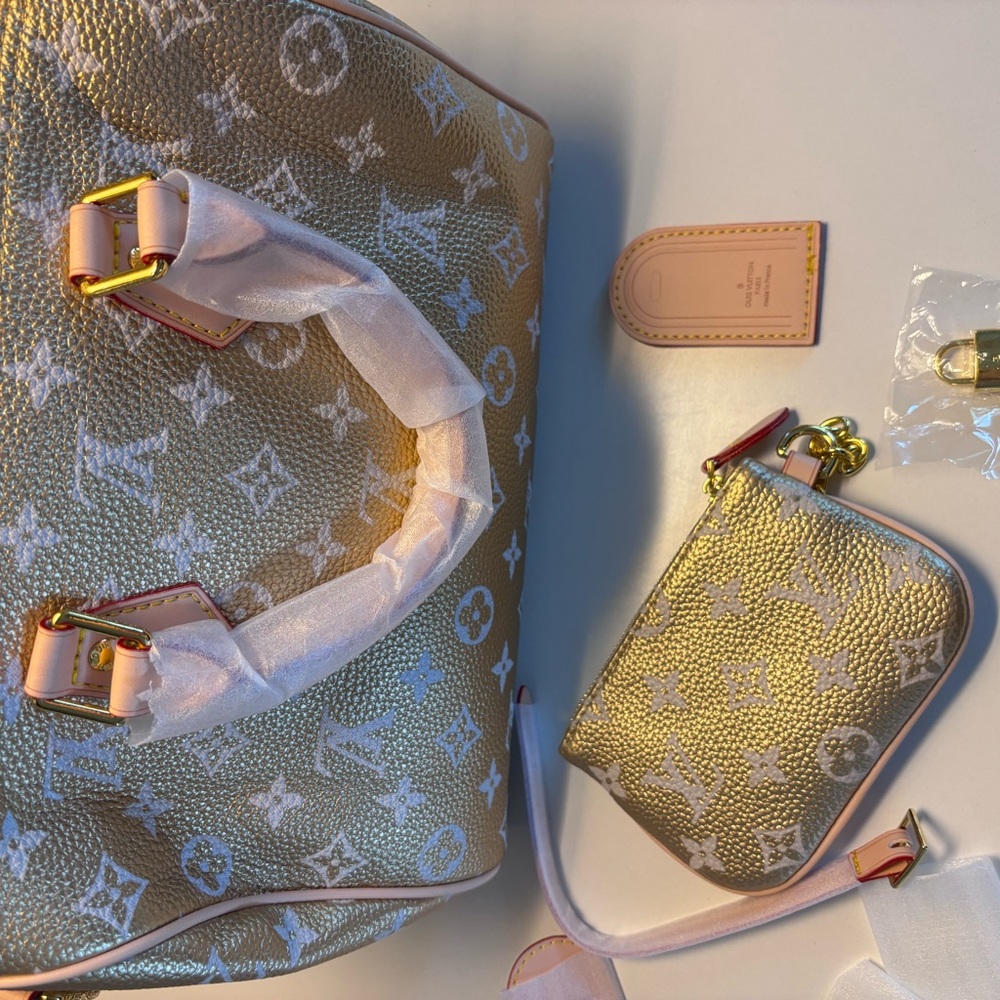 Gold Monogram Speedy with Matching Pouch - Designer-Inspired - Picture 2 of 12